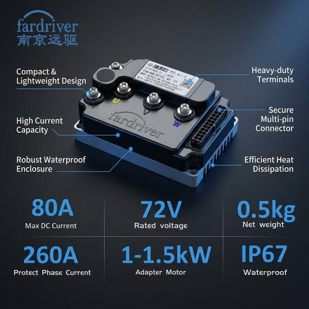 Kelly Kls7230S Controller - Fardriver ND72260 MiNi12 72V 1500W Pengontrol